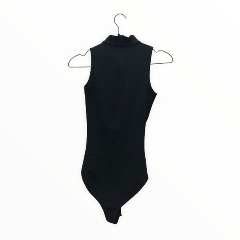 Lulus Powerhouse Sleeveless Bodysuit w/ Mock Neck Plunge V-neck - Black | XS - Picture 5 of 10